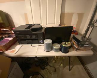 Printer, CD’s, monitor.