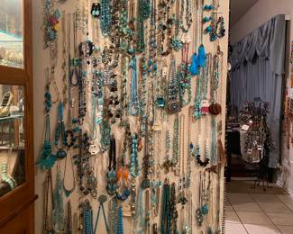 Lots of Custom made turquoise pieces made by the owner of the boutique. 