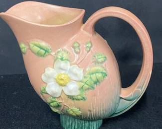 Roseville White Rose Pitcher
