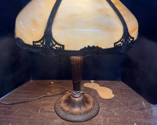 Beige Slag Glass Lamp