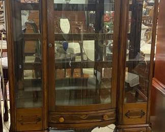 1920's Walnut China Cabinet