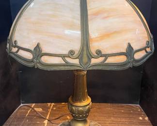 Beige Slag Glass Lamp