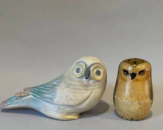 Folk Art Bird Travel Souvenir Sculpture And Owl Nesting Dolls
