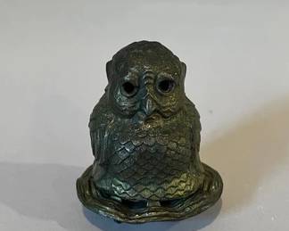 Vantines Cast Bronze Owl Incense Burner, Japan, C 1900
