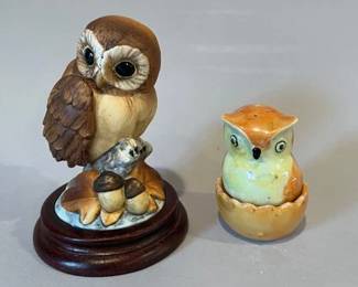 Japanese Porcelain Owl Figurines, One Andrea By Sadek
