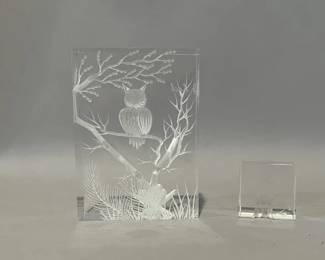 Two Carved Owl Miniature Sculptures
