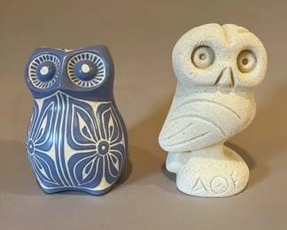 Two Decorative Owl Statuettes, Modern
