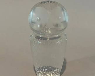 Kosta Glass By Vicke Lindstrand, Frosted And Etched Art Glass Owl Figurine
