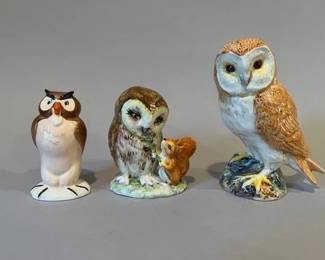 Vintage Beswick English Porcelain Owl Figurines
