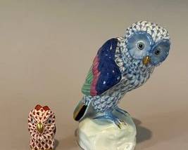 Herend Handpainted Porcelain Polychrome Owl Figurines
