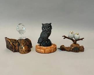 Group Of Three Owl Figurines
