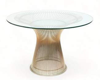 Warren Platner for Knoll International (American) Nickel Plated Steel & Glass 'Platner' Dining Table, H 27.75" Dia. 42"