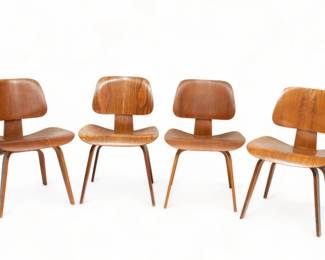 Charles Eames for Herman Miller (American) Molded Plywood 'DCW' Chairs, H 29" W 19" Depth 21" 2 Pairs
