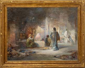 Douglas Arthur Teed (American, 1864-1929) Oil on Canvas, 1925, "Orientalist Scene", H 27" W 37"