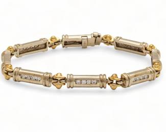 14kt White, Yellow Gold & Diamond Bracelet, L 7" 22g
