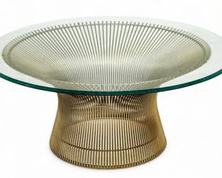 Warren Platner for Knoll International (American) Nickel Plated Steel & Glass Top 'Platner' Coffee Table, H 15" Dia. 36"