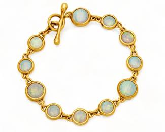 Tiffany & Co. Opal And 18K Yellow Gold Bracelet L 7"