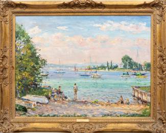 Jan Pawlowski (Polish, B. 1949) Oil on Canvas "The Beach", H 30" W 40"