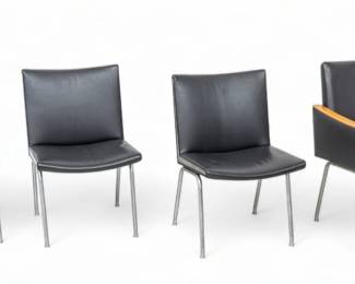 Hans J. Wegner (Danish, 1914-2007) Leather Upholstered Airport Lounge Chairs, 8 pcs