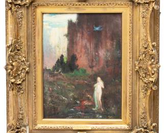 Elliott Daingerfield (American, 1859-1932) Oil on Panel "The Morning of Life", H 16" W 12"