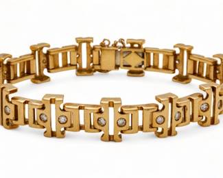 Ladies 18kt Yellow Gold & Diamond Bracelet, W 0.37" L 7.25" 29g