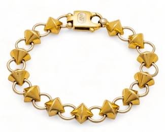 18kt Yellow & White Gold Link Bracelet, W 0.5" L 7.25" 19g