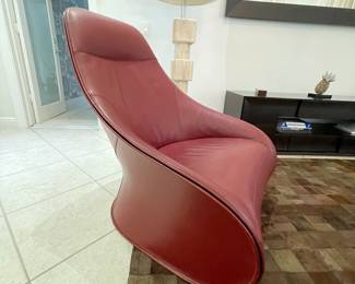 Italian leather chair set. Beautiful wine color. Very elegant and extremely comfortable. Perfect accent for living space! 