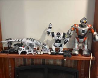 Robots and remote controllers, assorted styles and sizes