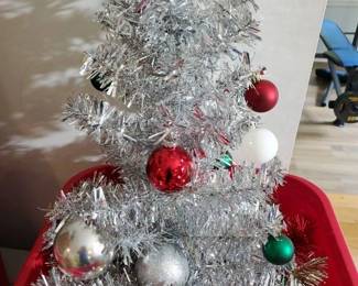 Garland And Small Silver Christmas Tree