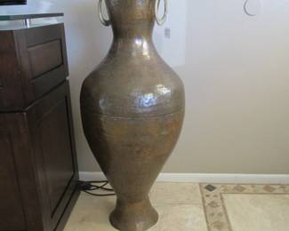 Hand hammered Moroccan copper and brass tall vase.