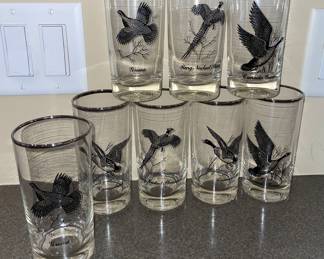 1970s Federal Glass Water Fowl Beverage Set