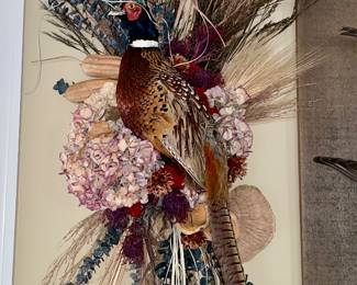 Pheasant taxidermy in arrangement