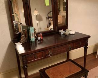 Beautiful vanity with cane seat bench 