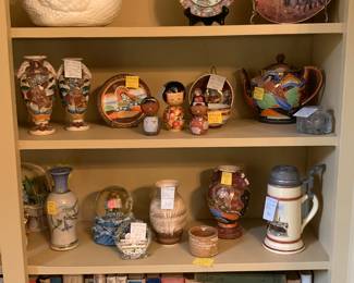 German beer steins, books, beautiful Chinese porcelain