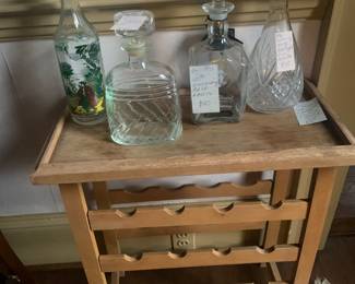Decanters and wine rack