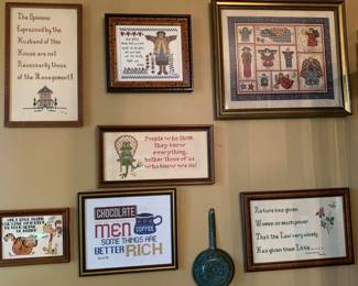 Vintage counted crosstitch framed under glass