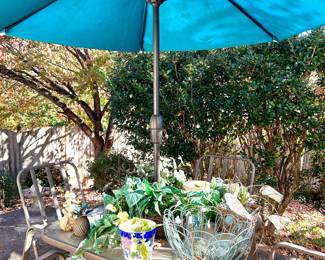 Outdoor table, chairs & umbrella - Priced to sell - Needs some love