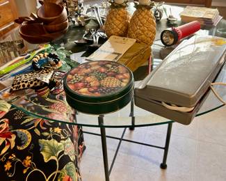 Vintage Glass table with Metal base