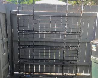 Rare, large, rod iron, ornate bakers rack indoor outdoor