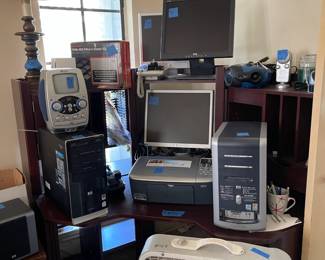 HP, Dell monitors, HP desktop computers, misc computer components