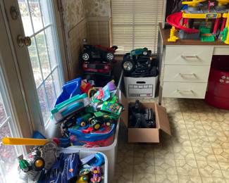 Remote controlled cars, tons of great cars and trucks, Hot Wheels garage, scooters