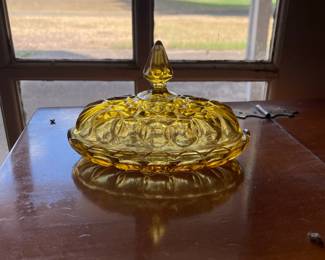 Vintage anchor hocking amber butter dish