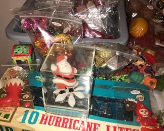 Items Located In The Living Room ~ Table Full Of Vintage Christmas Decor