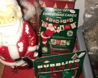 Items Located In The Living Room ~ Table Full Of Vintage Christmas Decor