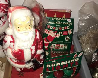 Items Located In The Living Room ~ Table Full Of Vintage Christmas Decor