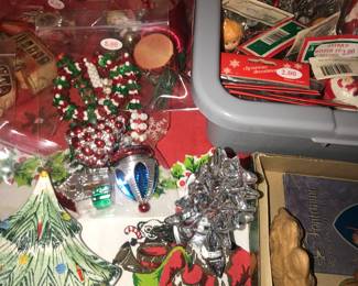 Items Located In The Living Room ~ Table Full Of Vintage Christmas Decor