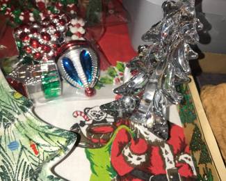 Items Located In The Living Room ~ Table Full Of Vintage Christmas Decor