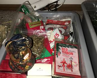 Items Located In The Living Room ~ Table Full Of Vintage Christmas Decor