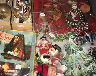 Items Located In The Living Room ~ Table Full Of Vintage Christmas Decor
