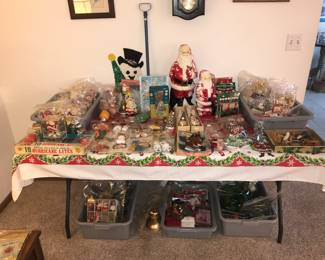 Items Located In The Living Room ~ Table Full Of Vintage Christmas Decor